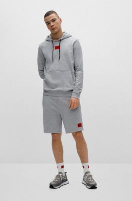 HUGO - Cotton-terry regular-fit shorts with logo label