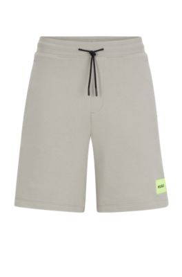 HUGO - Cotton-terry regular-fit shorts with logo label