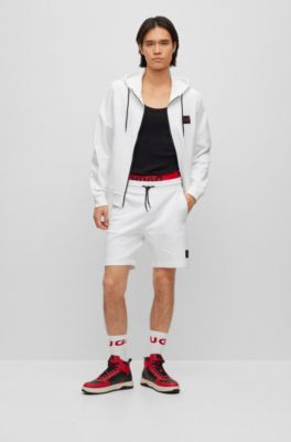 HUGO - Cotton-terry regular-fit shorts with logo label