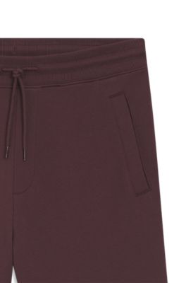 Shorts de felpa de algod&oacute;n con etiqueta con logo roja, Marr&oacute;n claro