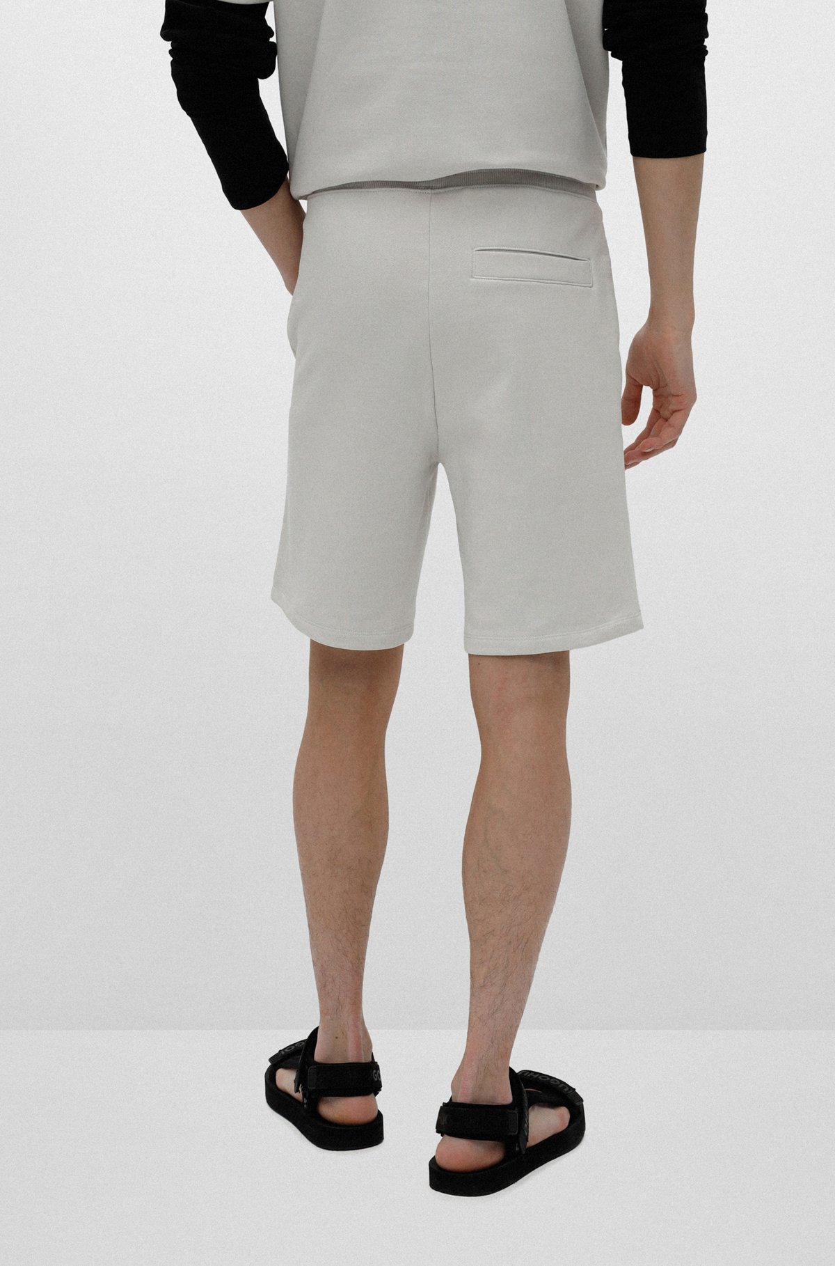 HUGO - Cotton-terry regular-fit shorts with logo label