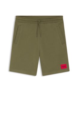 Shorts de felpa de algod&oacute;n con etiqueta con logo roja, Cal