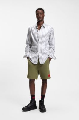 Logo-label shorts in cotton terry, Light Green