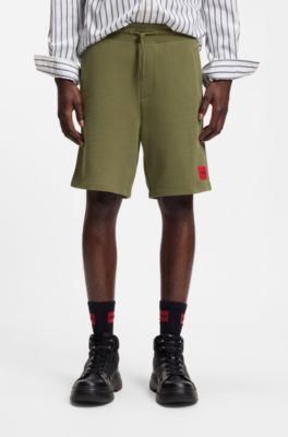 Shorts de felpa de algod&oacute;n con etiqueta con logo roja, Cal