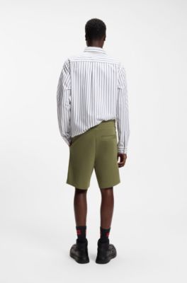 Logo-label shorts in cotton terry, Light Green