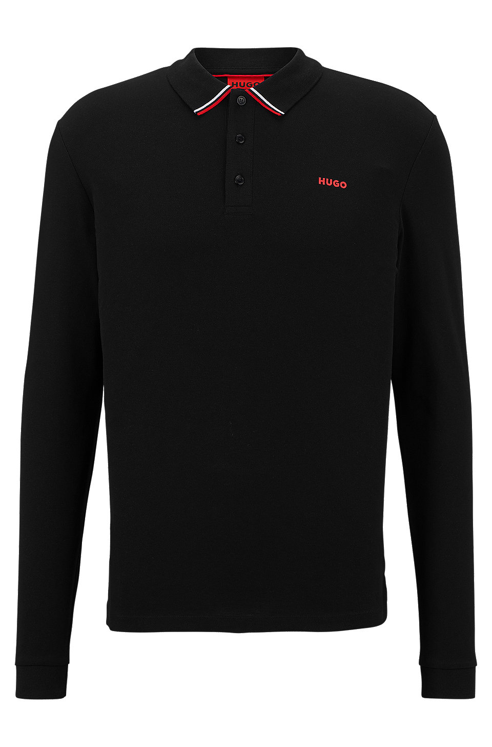 HUGO - Cotton-piqué polo shirt with stripes and logo