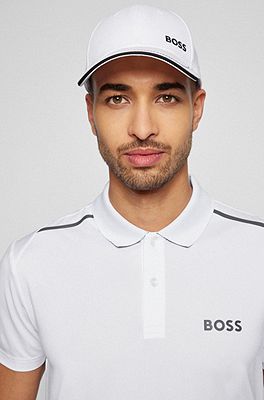 BOSS - Stretch-jersey polo shirt with degradé signature stripes