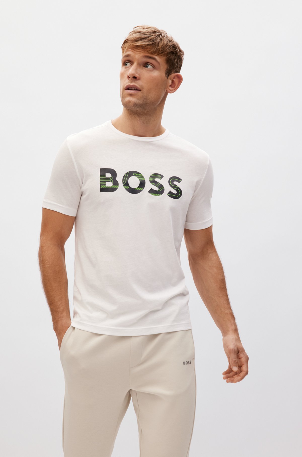 T-shirts with cotton logo Two-pack of artwork - BOSS