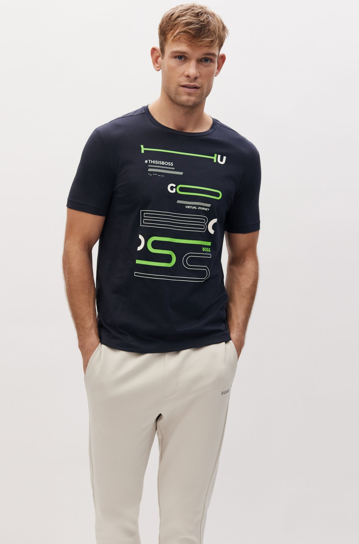 BOSS - Two-pack of cotton T-shirts with logo artwork