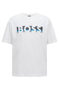 BOSS - Relaxed-fit T-shirt in cotton with color-block logo