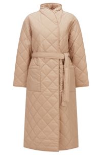 BOSS - Long quilted jacket in silk-touch parachute fabric