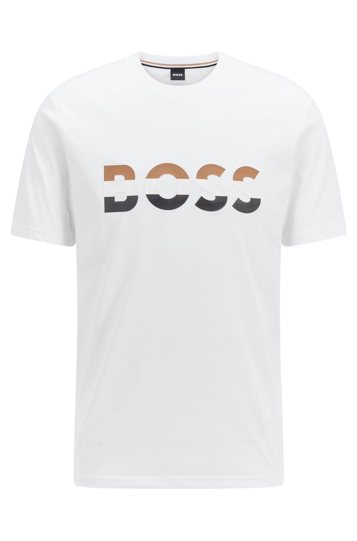 Camiseta de mezcla de algodón con logo estampado de diseño gráfico, Blanco