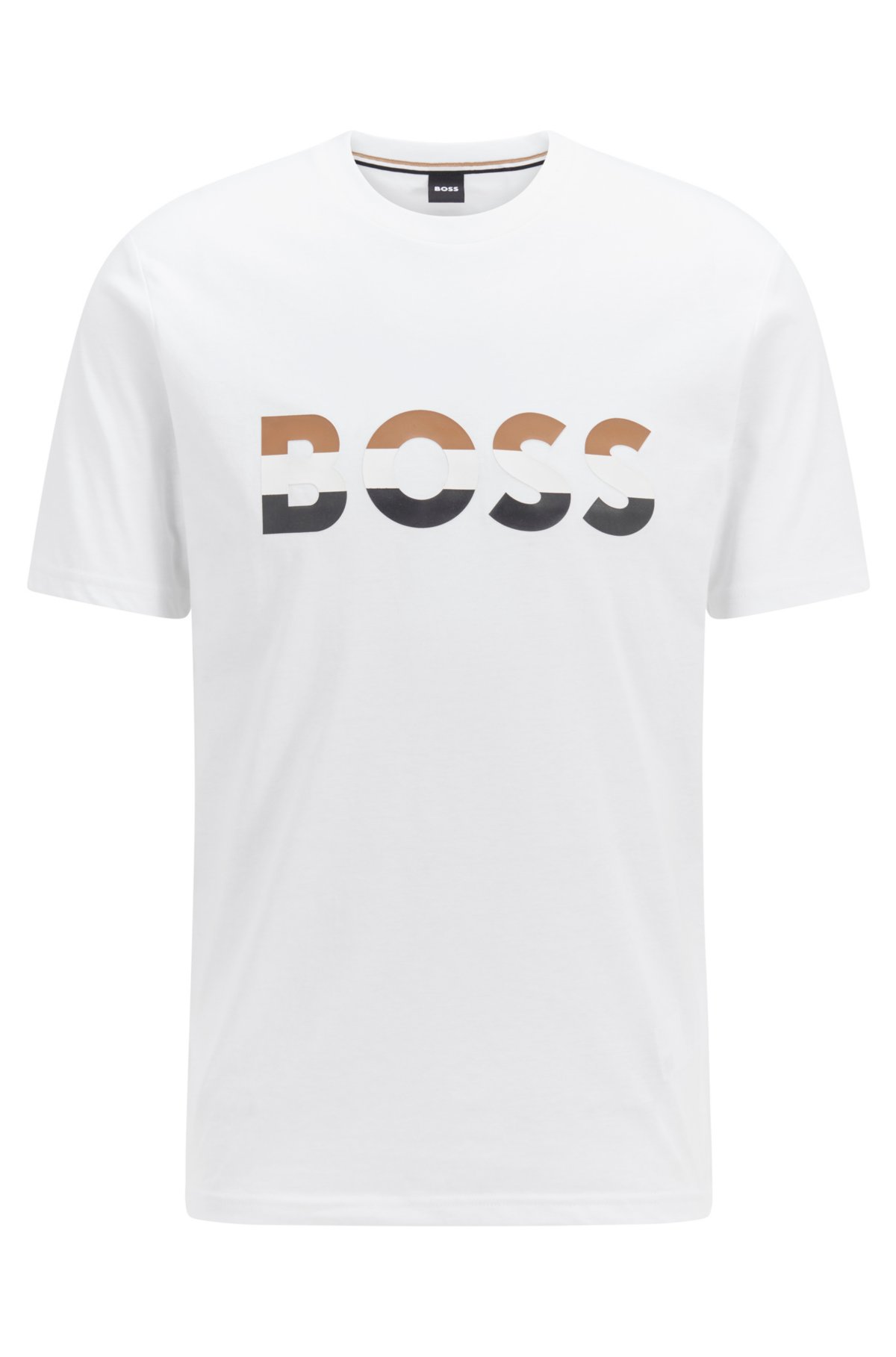 BOSS - Camiseta de mezcla de algodón con logo estampado de diseño gráfico