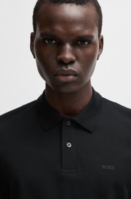 Polo regular fit con logo de goma, Negro