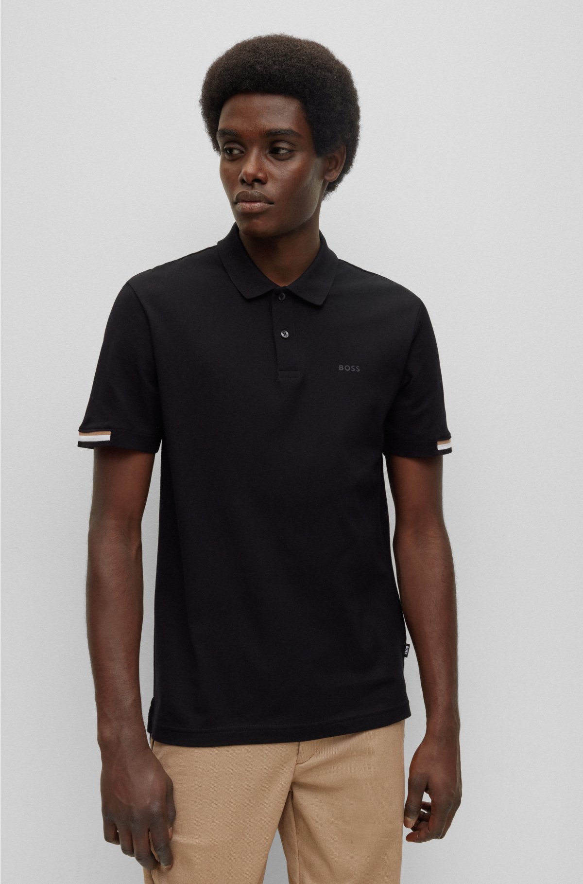 vandfald kran Remission BOSS - Regular-fit polo shirt with rubberized logo