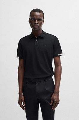 BOSS - Regular-fit polo shirt with rubberized logo