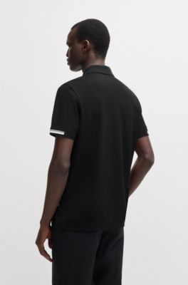 Rubberised-logo polo shirt mercerised cotton