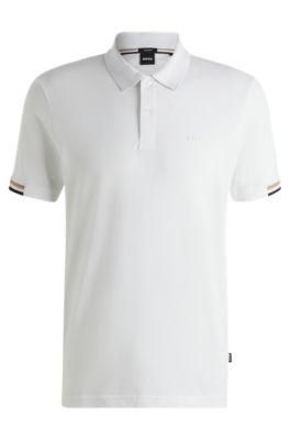 BOSS - Regular-fit polo shirt with rubberized logo