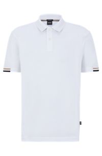 BOSS - Regular-fit polo shirt with rubberized logo