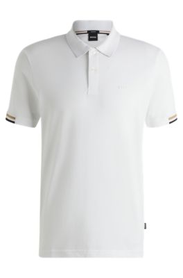 Polo regular fit con logo de goma, Blanco