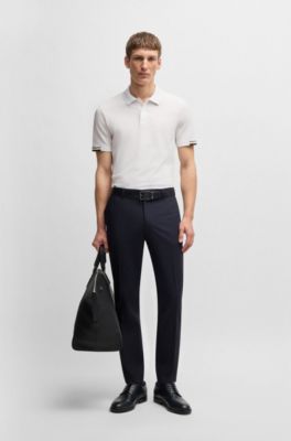 Polo regular fit con logo de goma, Blanco