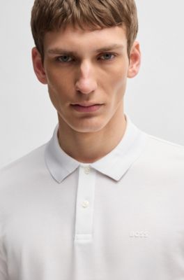Polo regular fit con logo de goma, Blanco