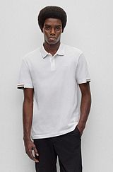 Regular-fit polo shirt with rubberized logo, White