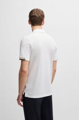 Polo regular fit con logo de goma, Blanco