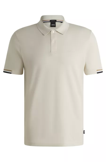 Rubberised-logo polo shirt in mercerised cotton