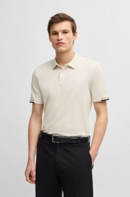 Polo regular fit con logo de goma, Blanco