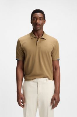 Polo regular fit con logo de goma, Beige