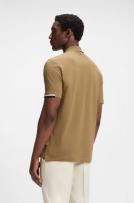 Polo regular fit con logo de goma, Beige
