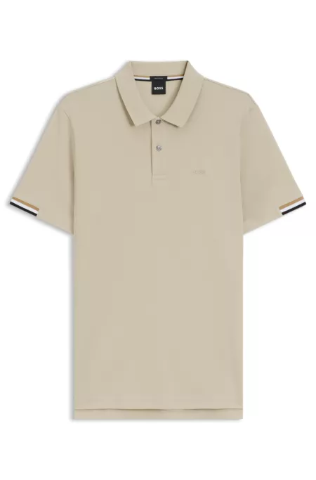 Rubberised-logo polo shirt in mercerised cotton