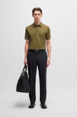 Polo regular fit con logo de goma, Verde oscuro