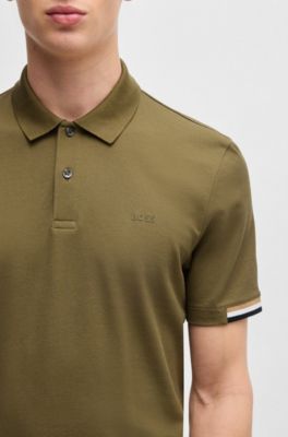 Polo regular fit con logo de goma, Verde oscuro