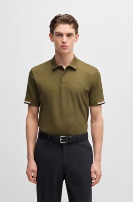 Polo regular fit con logo de goma, Verde oscuro