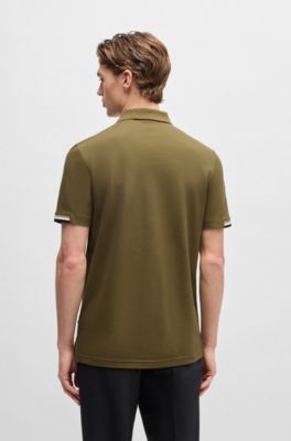 Polo regular fit con logo de goma, Verde oscuro
