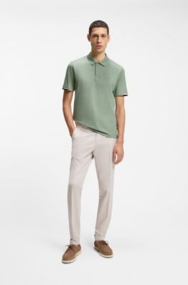 Rubberised-logo polo shirt in mercerised cotton, Light Green