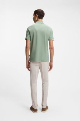Rubberised-logo polo shirt in mercerised cotton, Light Green