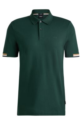 Rubberised-logo polo shirt in mercerised cotton, Light Green