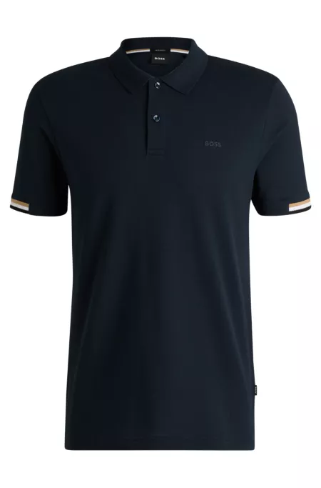 Rubberised-logo polo shirt in mercerised cotton