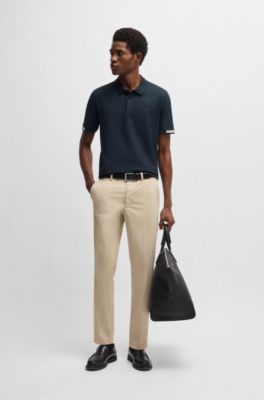 Polo regular fit con logo de goma, Azul oscuro