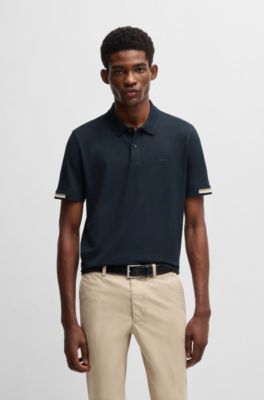 Polo regular fit con logo de goma, Azul oscuro