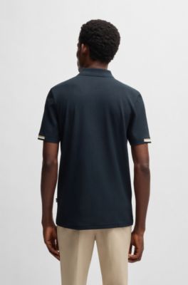 Polo regular fit con logo de goma, Azul oscuro