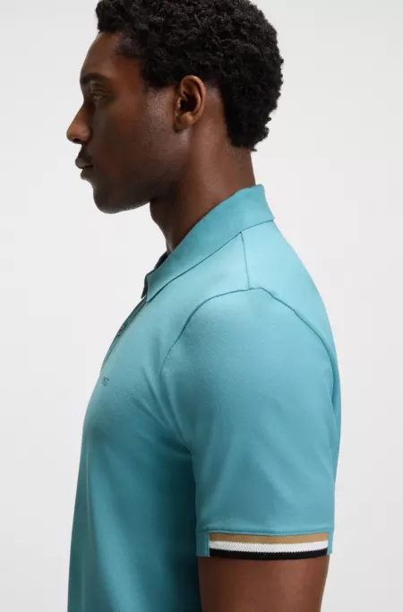 Rubberised-logo polo shirt in mercerised cotton