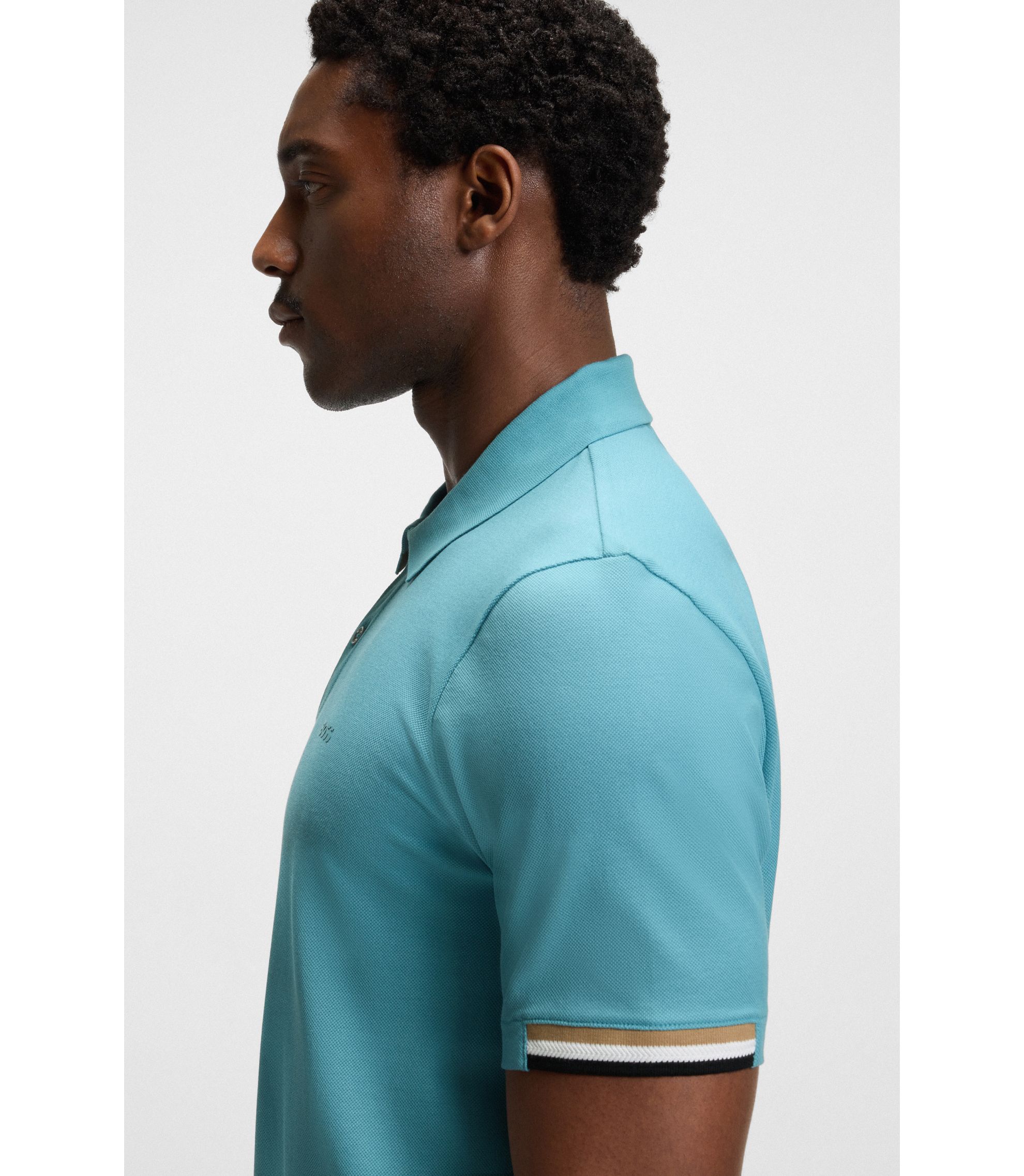 BOSS - Rubberised-logo polo shirt in mercerised cotton