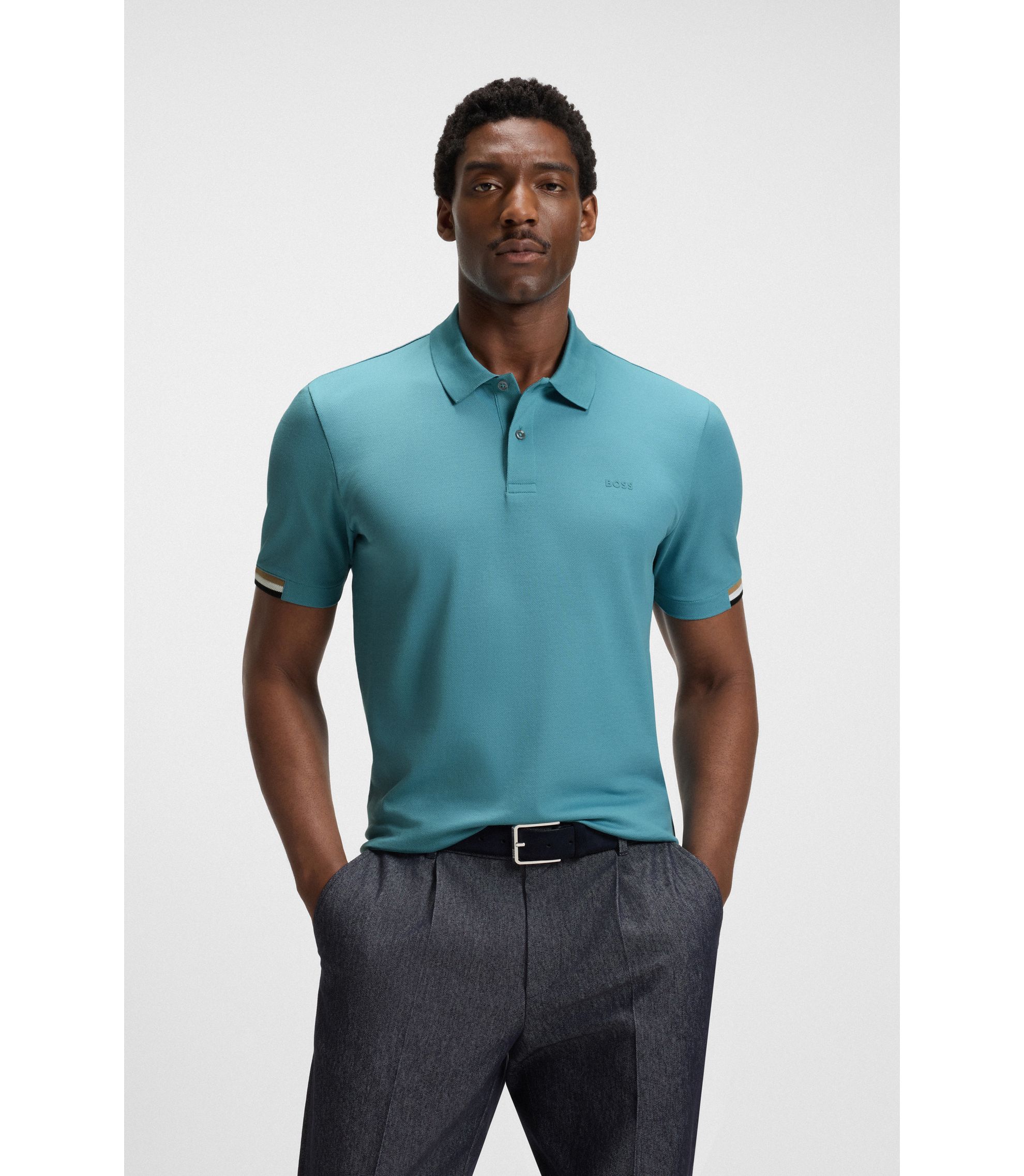 Tシャツ・カットソー Hugo Boss SS25 'Parlay 147' polo shirt (50467113 404) BOSS - Rubberised-logo polo shirt in mercerised cotton