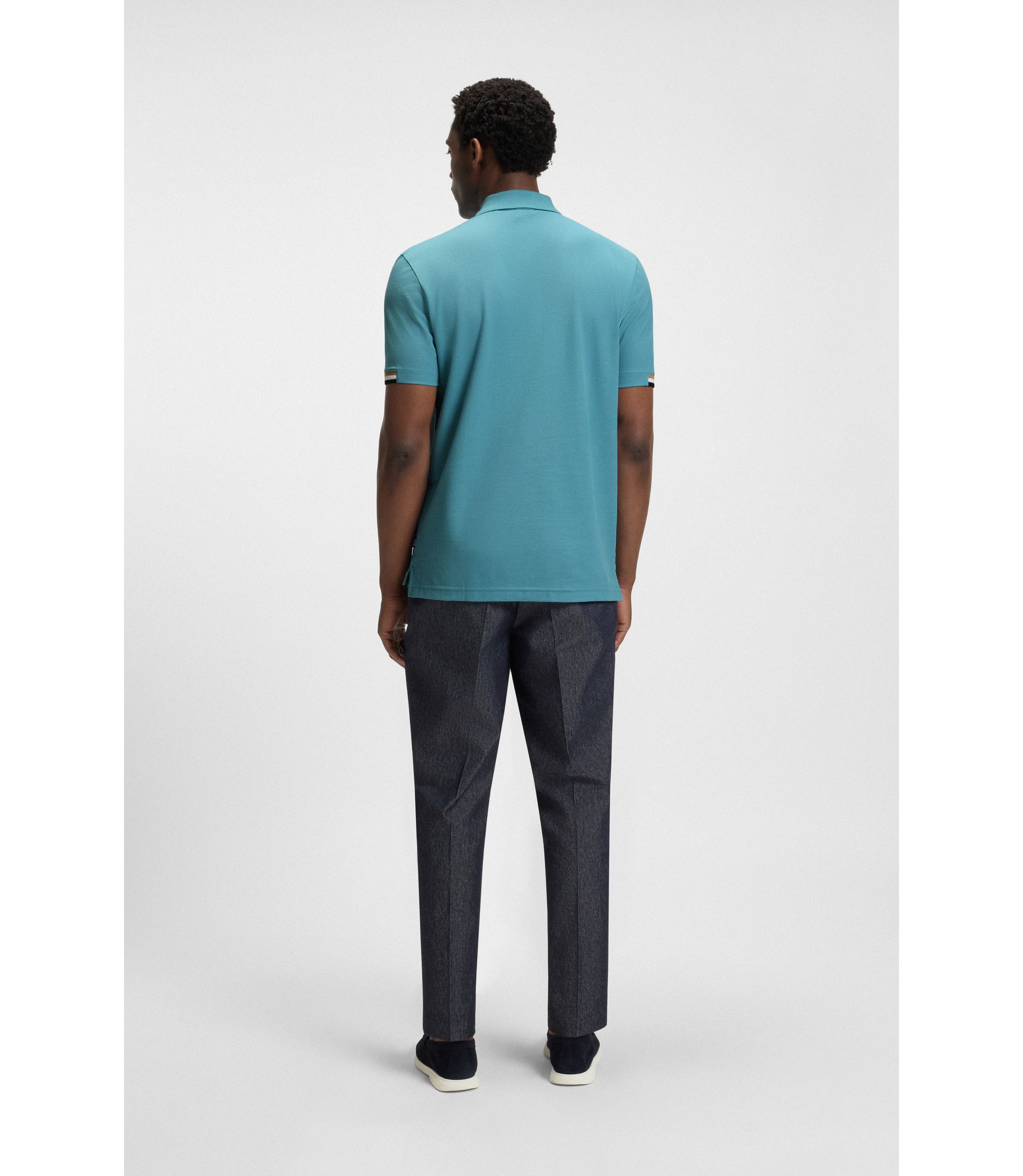 BOSS - Rubberised-logo polo shirt in mercerised cotton