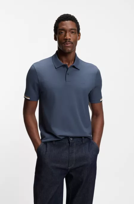 Rubberised-logo polo shirt in mercerised cotton