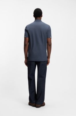Polo regular fit con logo de goma, Celeste